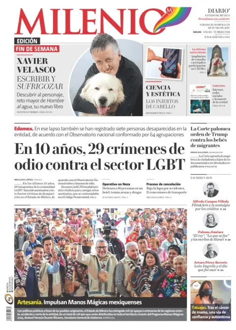 Portada de Milenio Edo de Mexico del sábado, 28 de junio de 2025