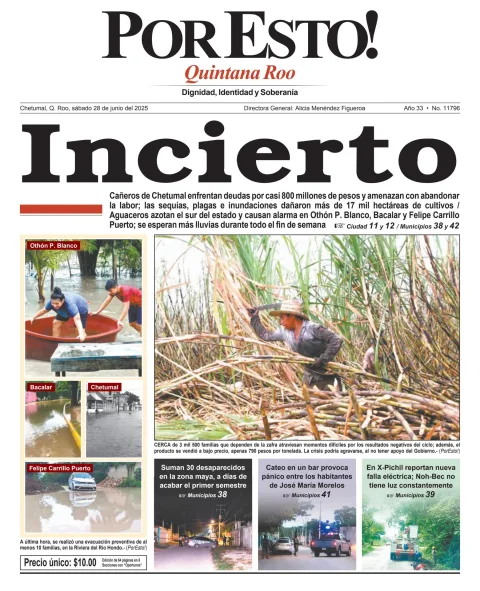 Portada de Por Esto (quintana Roo Chetumal) del sábado, 28 de junio de 2025