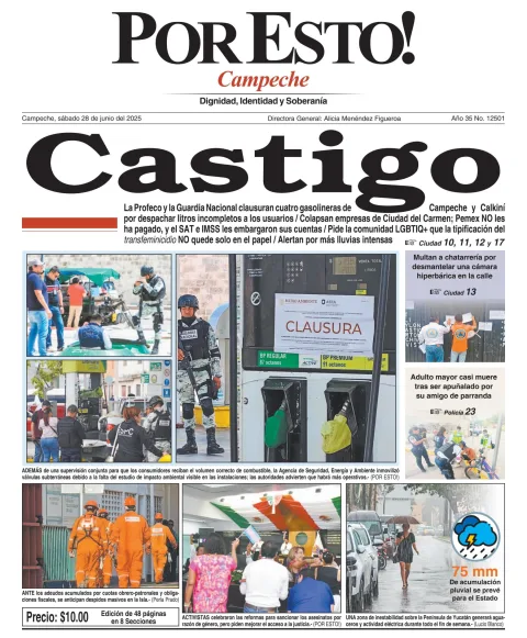 Portada de Por Esto (campeche) del sábado, 28 de junio de 2025