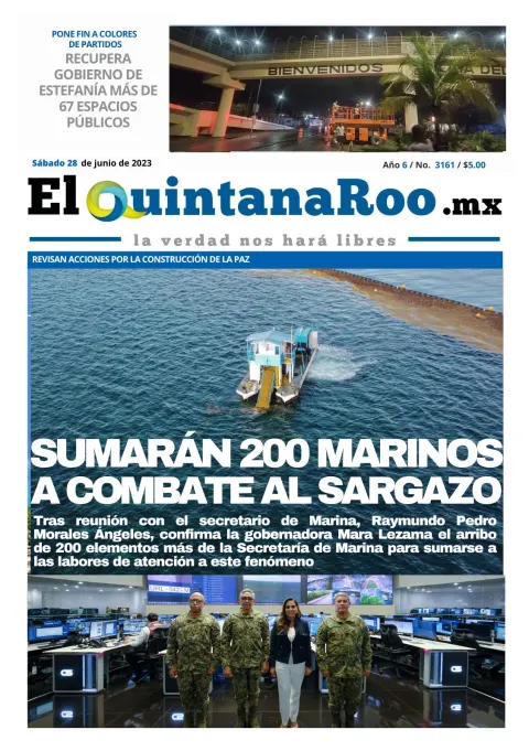 Portada de El Quintana Roo (portada) del sábado, 28 de junio de 2025