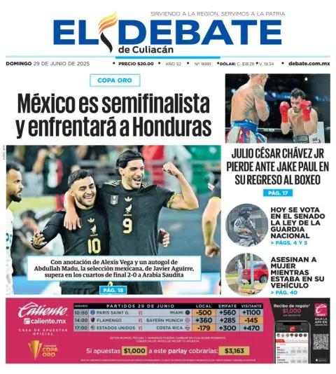 Portada de El Debate de Culiacan