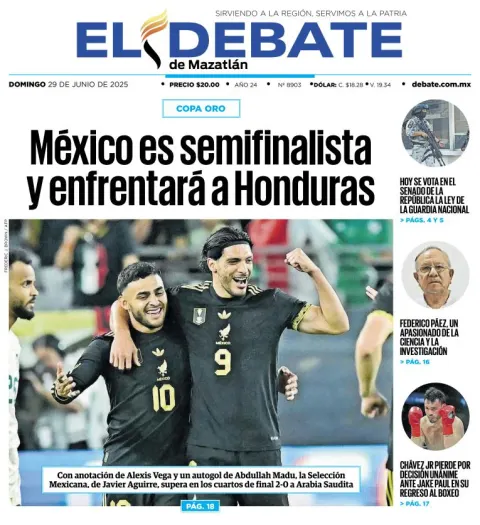 Portada de El Debate de Mazatlan