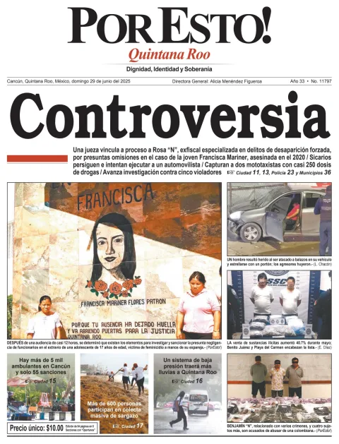 Portada de Por Esto (quintana Roo Cancun) del domingo, 29 de junio de 2025