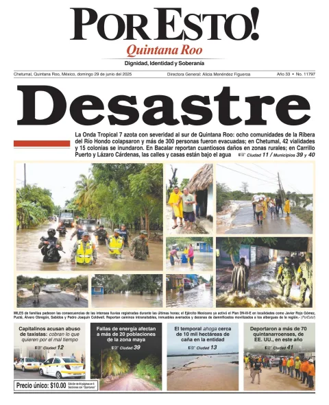 Portada de Por Esto (quintana Roo Chetumal) del domingo, 29 de junio de 2025