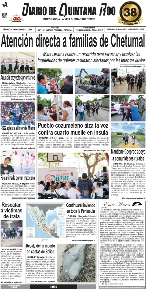 Portada de Diario de Quintana Roo (portada)