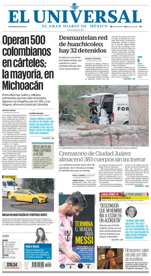 Portada de El Universal
