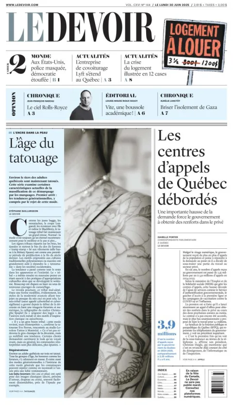 Portada de Le Devoir del 2025-06-30