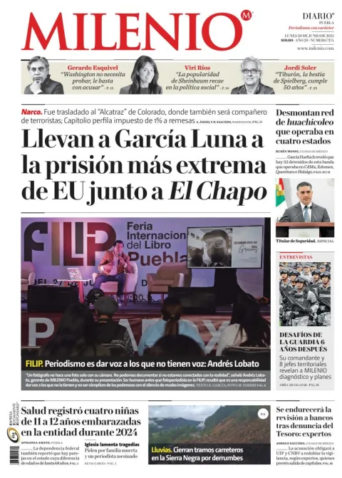 Portada de Milenio Puebla