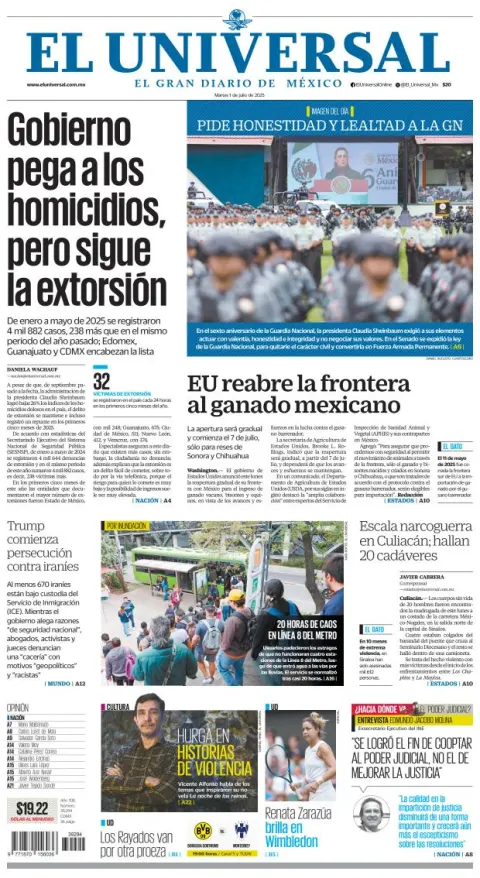 Portada de El Universal