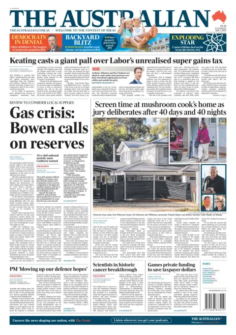 Portada de The Australian del martes, 1 de julio de 2025