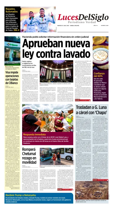 Portada de Luces del Siglo del martes, 1 de julio de 2025