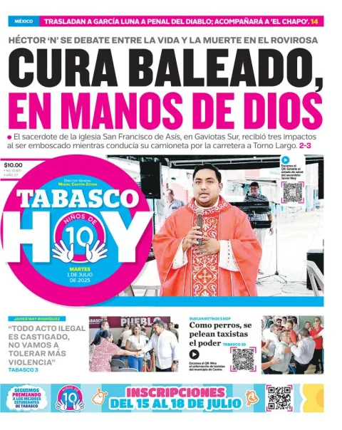 Portada de Tabasco Hoy del martes, 1 de julio de 2025