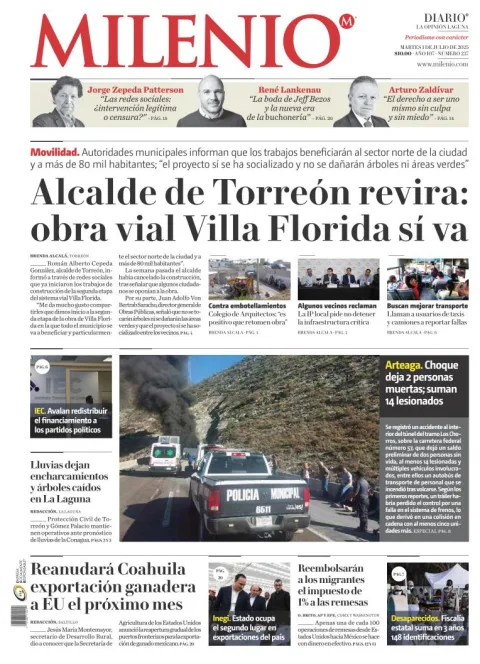 Portada de Milenio Laguna del martes, 1 de julio de 2025