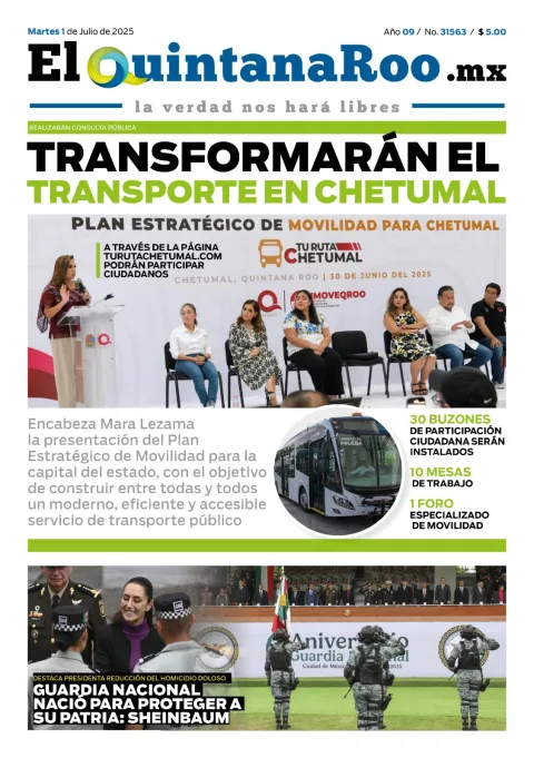 Portada de El Quintana Roo (portada) del martes, 1 de julio de 2025