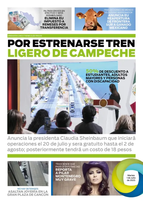 Portada de El Quintana Roo (contraportada) del martes, 1 de julio de 2025