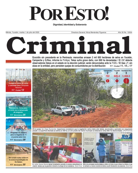 Portada de Por Esto (merida, Yucatan) del martes, 1 de julio de 2025