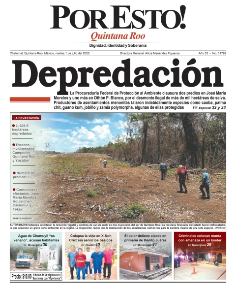 Portada de Por Esto (quintana Roo Chetumal) del martes, 1 de julio de 2025