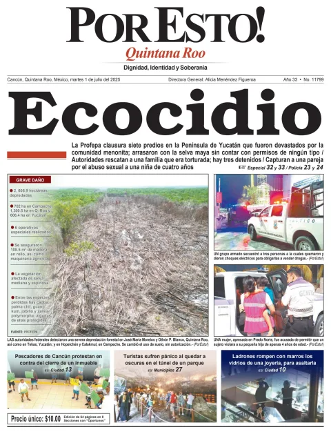 Portada de Por Esto (quintana Roo Cancun) del martes, 1 de julio de 2025