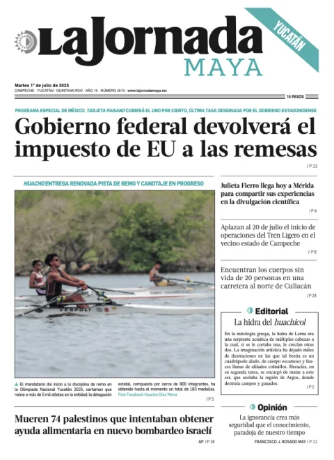 Portada de La Jornada Maya Yucatán del martes, 1 de julio de 2025