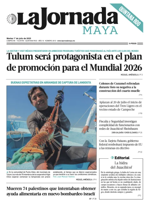 Portada de La Jornada Maya Quintana Roo del martes, 1 de julio de 2025