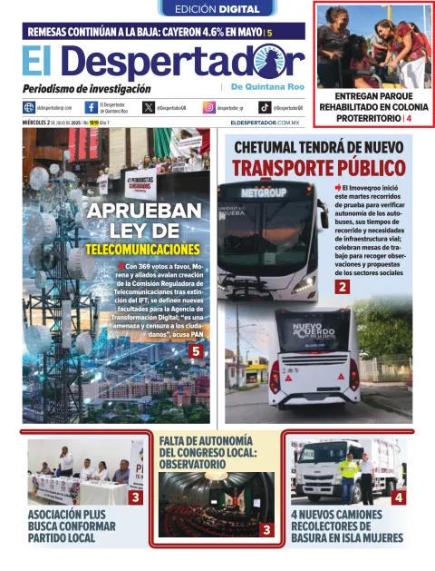 Portada de El Despertador de Quintana Roo