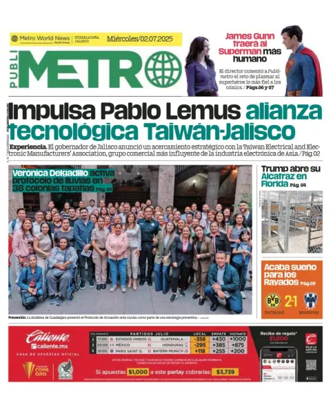 Portada de Publimetro Guadalajara del 2025-07-02