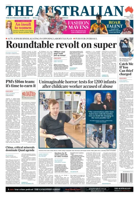 Portada de The Australian del miércoles, 2 de julio de 2025