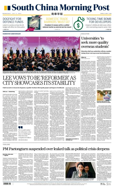 Portada de South China Morning Post del miércoles, 2 de julio de 2025