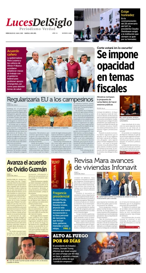 Portada de Luces del Siglo del miércoles, 2 de julio de 2025