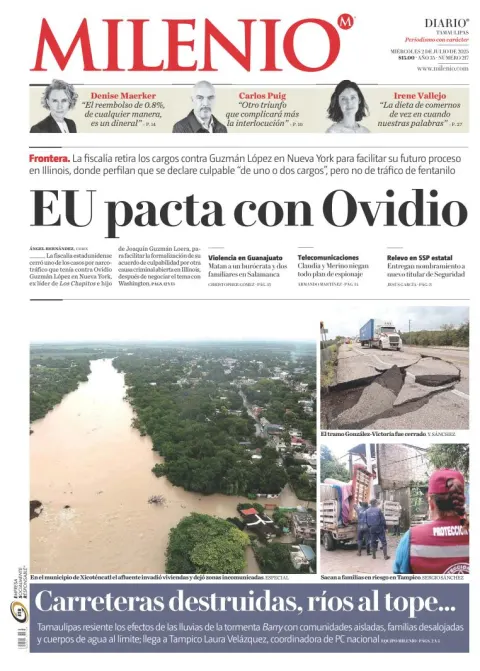 Portada de Milenio Tamaulipas del miércoles, 2 de julio de 2025