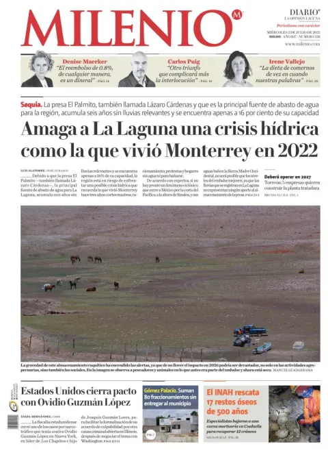 Portada de Milenio Laguna del miércoles, 2 de julio de 2025