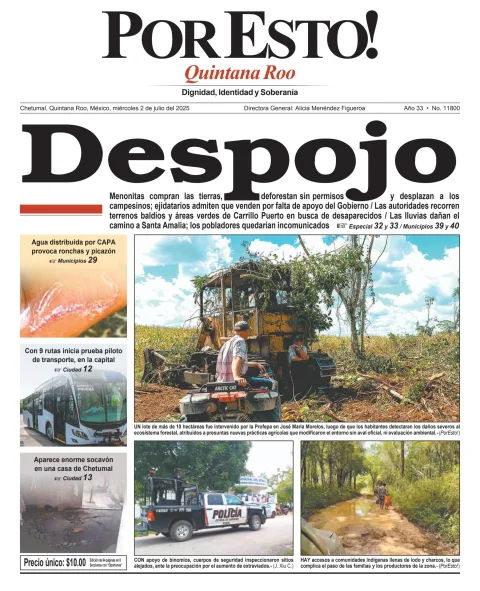 Portada de Por Esto (quintana Roo Chetumal) del miércoles, 2 de julio de 2025