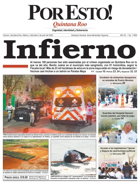 Portada de Por Esto (quintana Roo Cancun) del miércoles, 2 de julio de 2025
