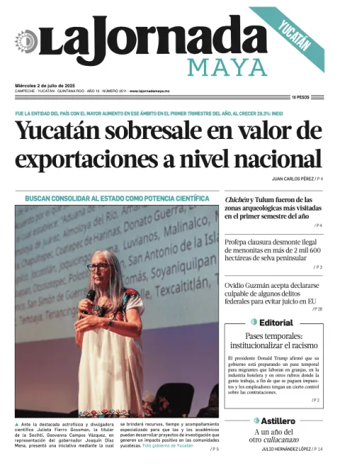Portada de La Jornada Maya Yucatán del miércoles, 2 de julio de 2025