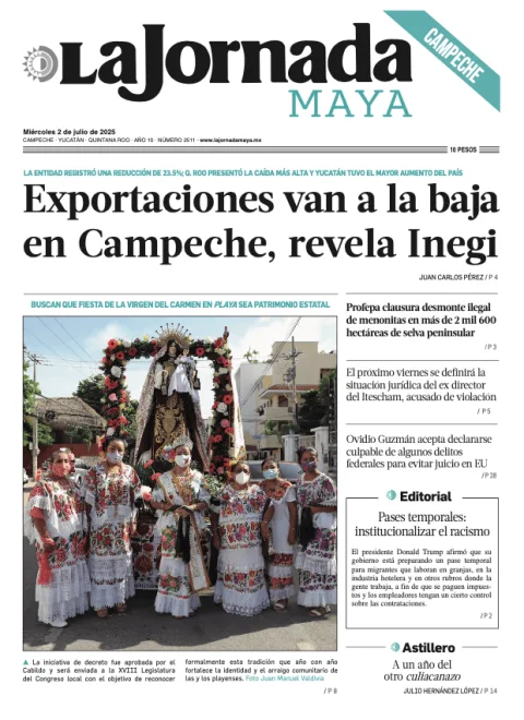 Portada de La Jornada Maya Campeche del miércoles, 2 de julio de 2025