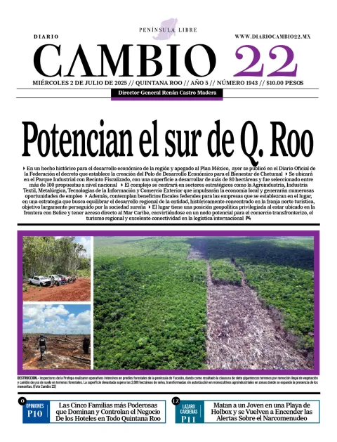 Portada de Diario Cambio 22 del 2025-07-02