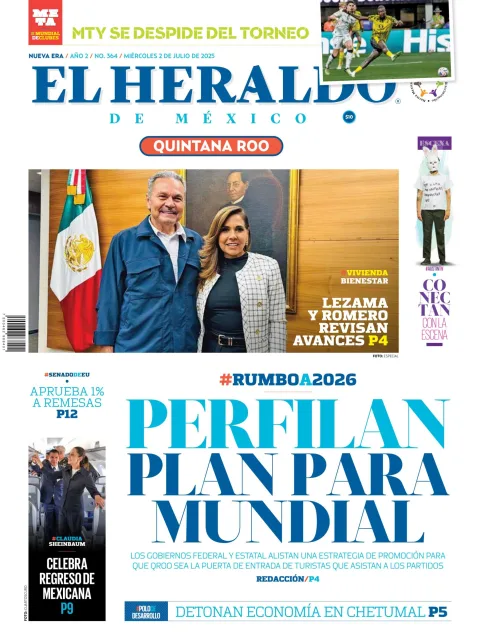 Portada de El Heraldo de Mexico - Quintana Roo del miércoles, 2 de julio de 2025