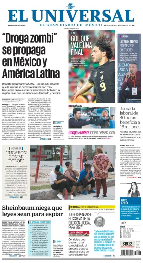 Portada de El Universal