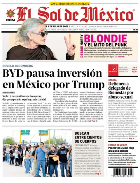 Portada de El Sol de Mexico