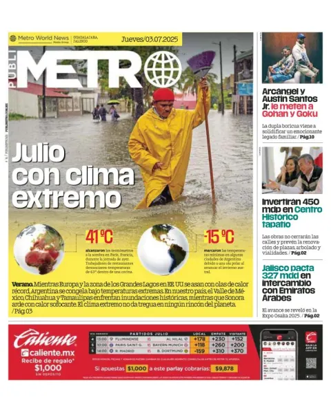 Portada de Publimetro Guadalajara del 2025-07-03