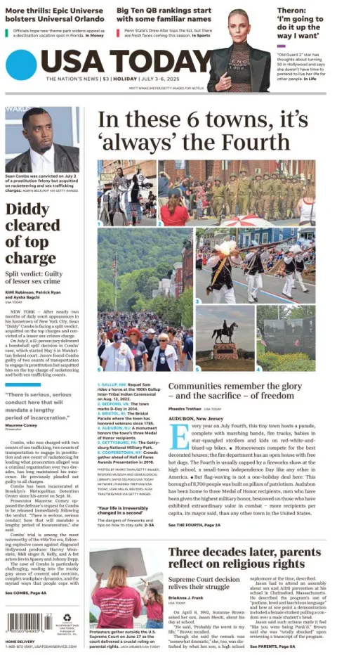 Portada de Usa Today del jueves, 3 de julio de 2025