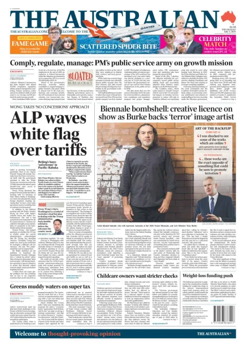 Portada de The Australian del jueves, 3 de julio de 2025