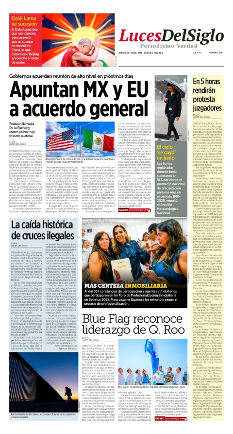 Portada de Luces del Siglo del jueves, 3 de julio de 2025