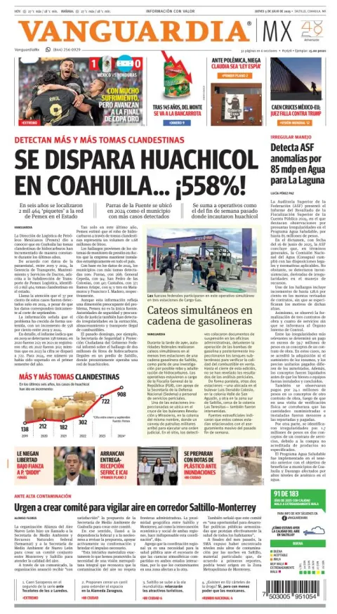 Portada de Vanguardia del jueves, 3 de julio de 2025