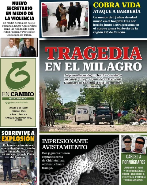 Portada de En Cambio - Quintana Roo (contraportada) del jueves, 3 de julio de 2025