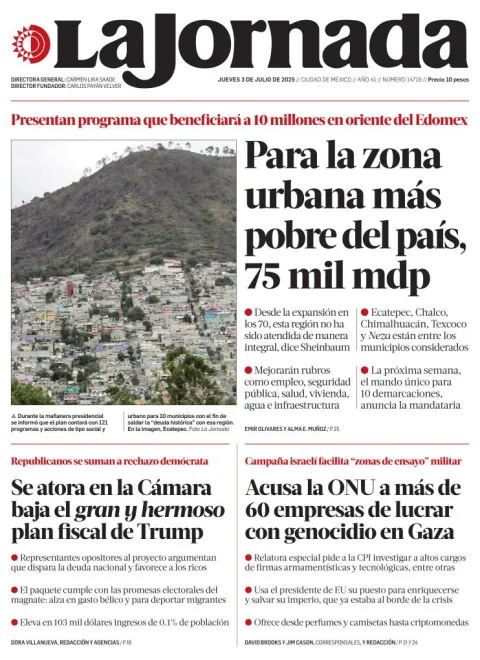 Portada de La Jornada
