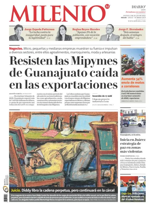 Portada de Milenio Leon del jueves, 3 de julio de 2025