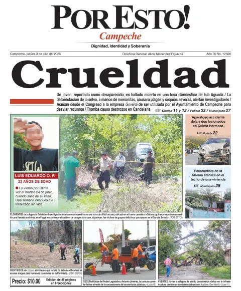 Portada de Por Esto (campeche) del jueves, 3 de julio de 2025