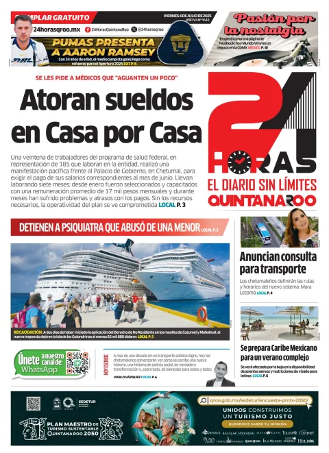 Portada de 24 Horas Quintana Roo