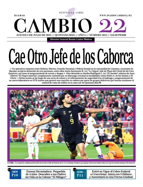 Portada de Diario Cambio 22 del 2025-07-03